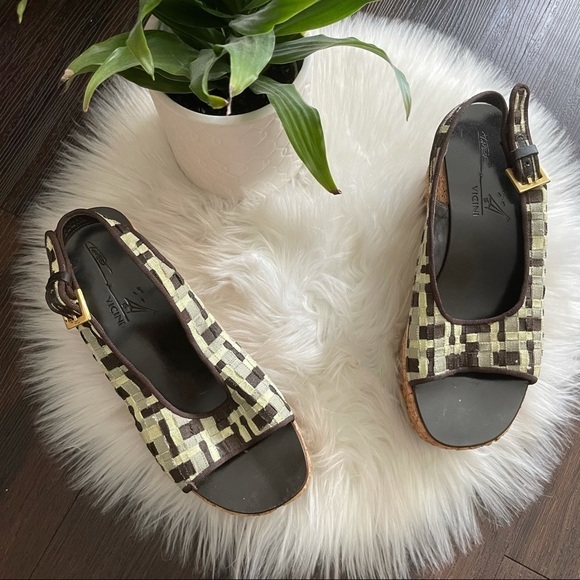 VICINI wedge Slingback kork patterned sandal - Picture 2 of 7